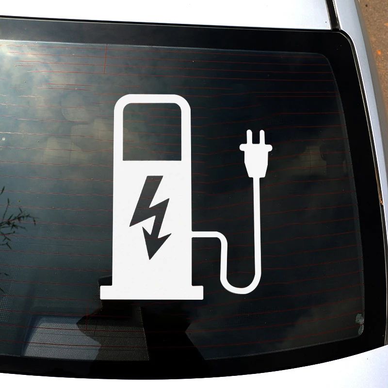 EV Battery Charger Funny Electric Vehicle Sticker Reflective EV Decal For Car Truck Charging Port 5