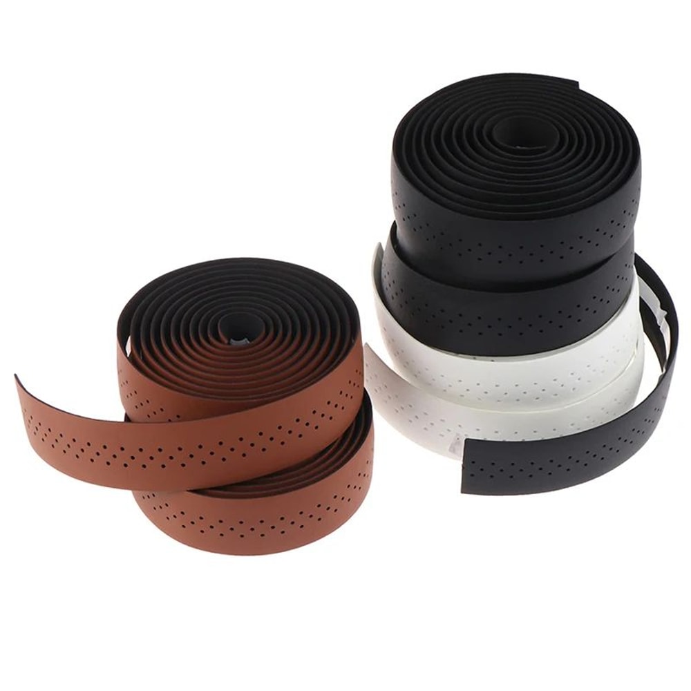 Perforated PU Leather Road Bike Handlebar Tape AntiSlip Breathable ShockAbsorbing Wrap 2