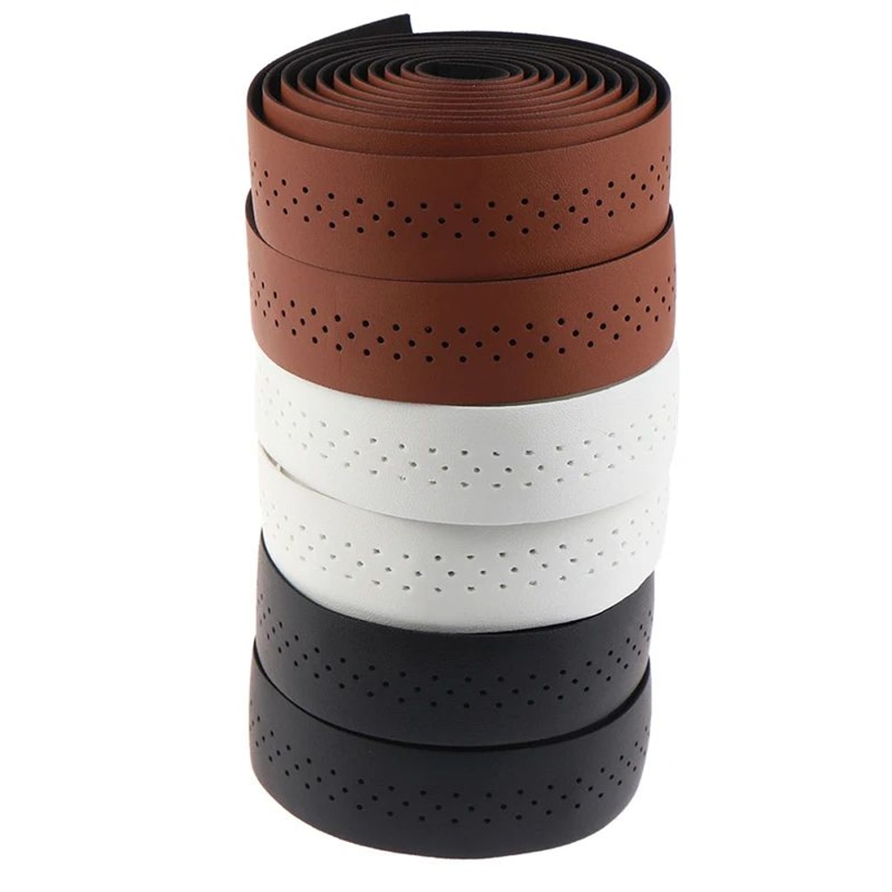 Perforated PU Leather Road Bike Handlebar Tape AntiSlip Breathable ShockAbsorbing Wrap 3