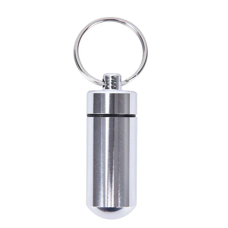 Waterproof Aluminum Mini Pill Box Keychain Portable Travel Pill Container Vitamin Holder 7