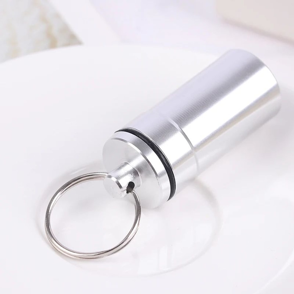 Waterproof Aluminum Mini Pill Box Keychain Portable Travel Pill Container Vitamin Holder 9
