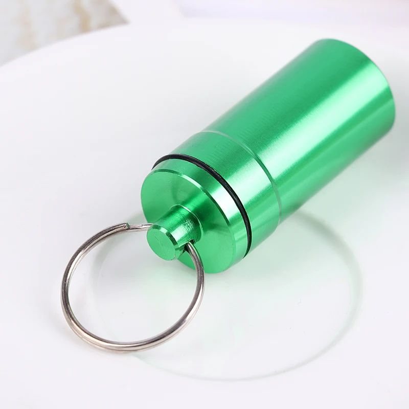Waterproof Aluminum Mini Pill Box Keychain Portable Travel Pill Container Vitamin Holder 10