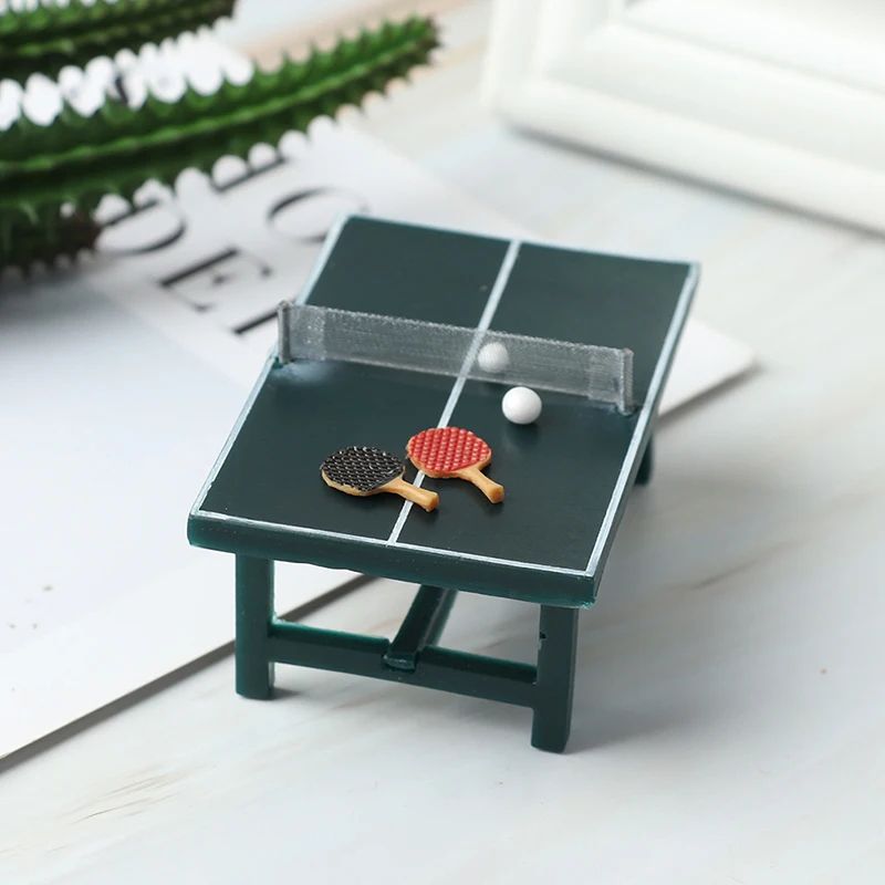 112 Miniature Ping Pong Table Set With Net Balls Rackets Dollhouse Sports Room Decor 1