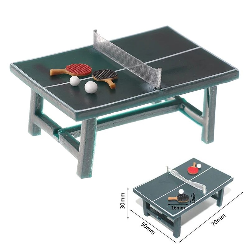 112 Miniature Ping Pong Table Set With Net Balls Rackets Dollhouse Sports Room Decor 5
