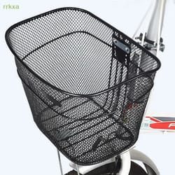 foldable metal front bicycle basket for mountain bikes – removable storage carrier for shopping & outdoor rides