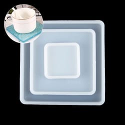 square silicone resin casting mold set for coasters & trays – flexible epoxy mold for diy jewelry & decor