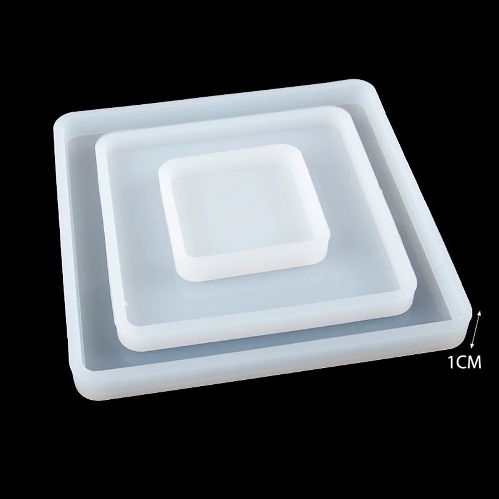 Square Silicone Resin Casting Mold Set For Coasters Trays Flexible Epoxy Mold For DIY Jewelry De 3