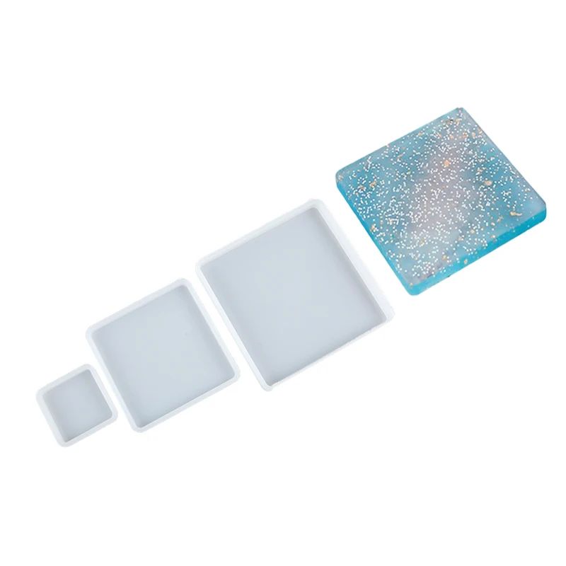 Square Silicone Resin Casting Mold Set For Coasters Trays Flexible Epoxy Mold For DIY Jewelry De 4