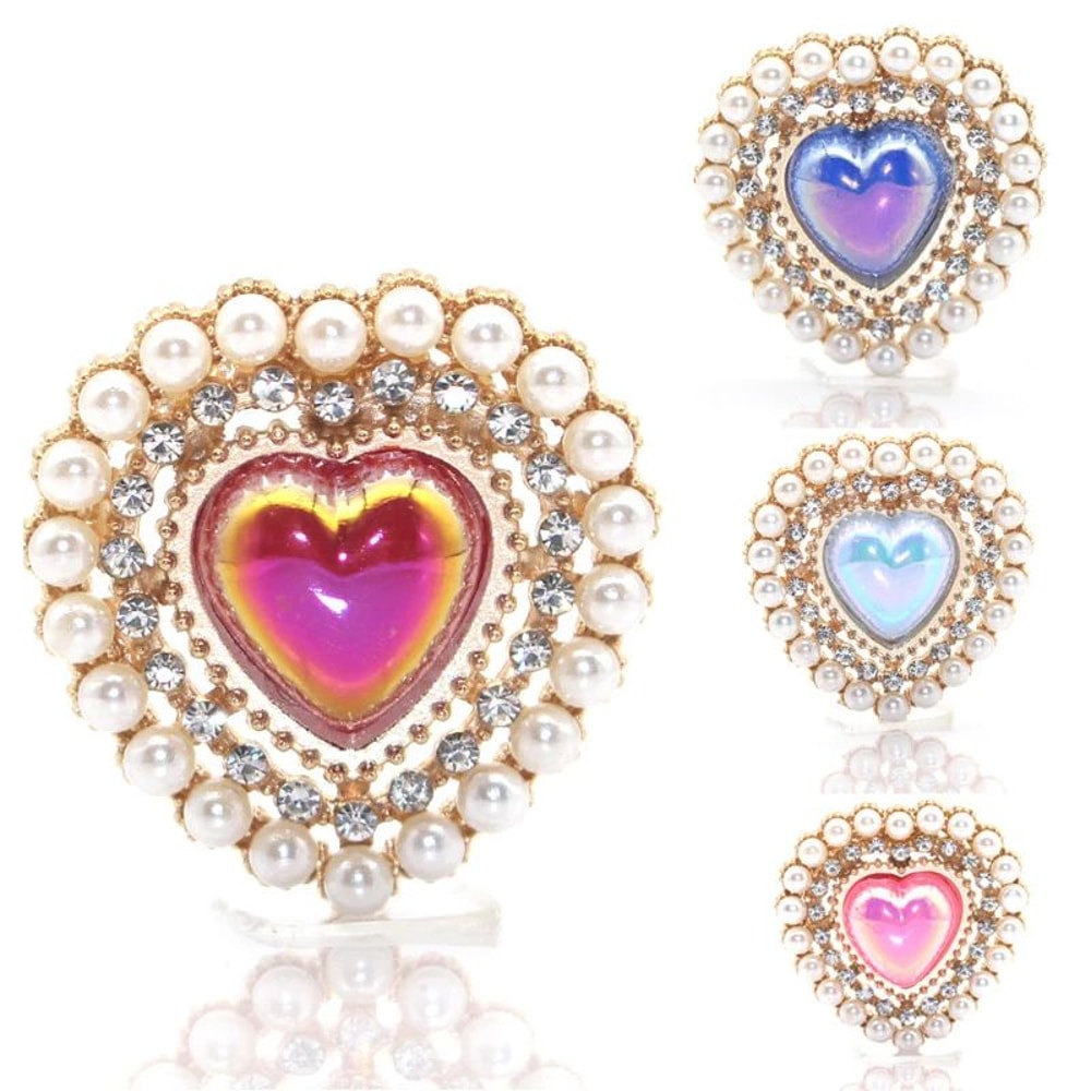 Peach Heart Pearl Rhinestone Charm Alloy DIY Jewelry Embellishment For Hair Clips Clothing Weddin 3