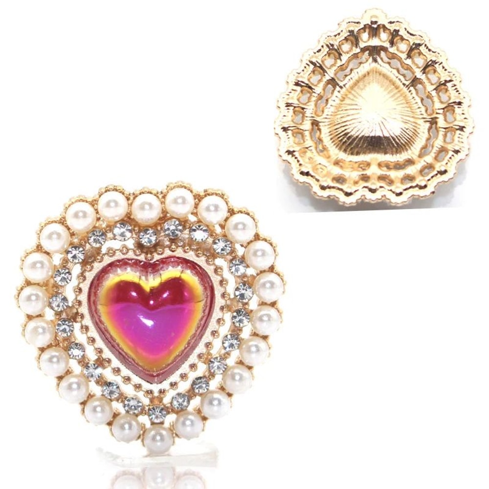 Peach Heart Pearl Rhinestone Charm Alloy DIY Jewelry Embellishment For Hair Clips Clothing Weddin 4