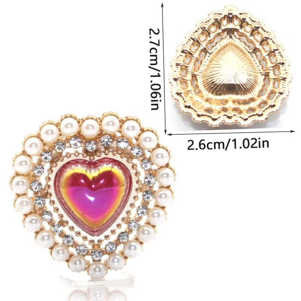 Peach Heart Pearl Rhinestone Charm Alloy DIY Jewelry Embellishment For Hair Clips Clothing Weddin 5