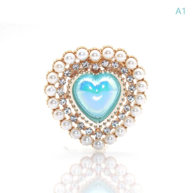 Peach Heart Pearl Rhinestone Charm Alloy DIY Jewelry Embellishment For Hair Clips Clothing Weddin 6