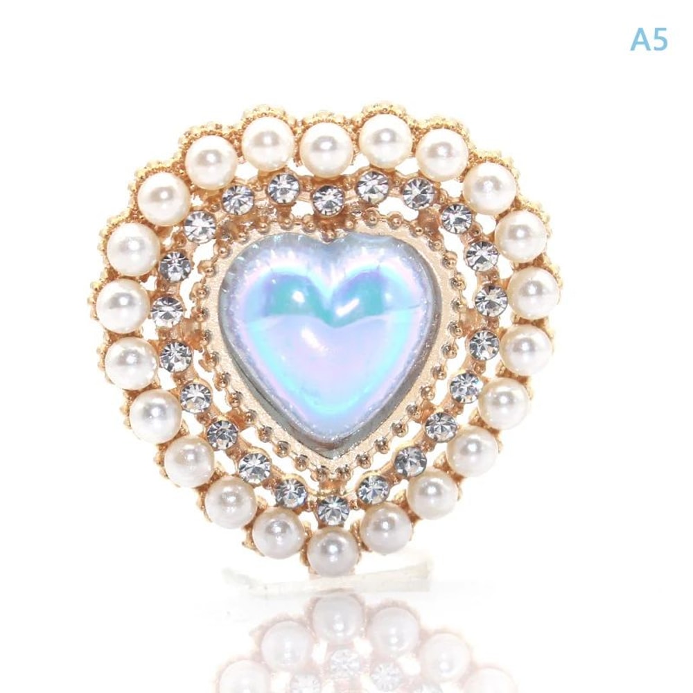 Peach Heart Pearl Rhinestone Charm Alloy DIY Jewelry Embellishment For Hair Clips Clothing Weddin 8