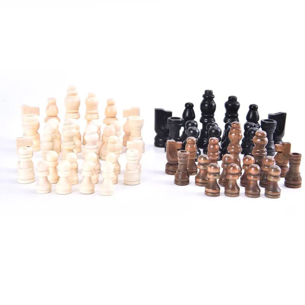 Classic Staunton Wooden Chess Pieces Set 32pcs Tournament Chessmen Replacement Set 2