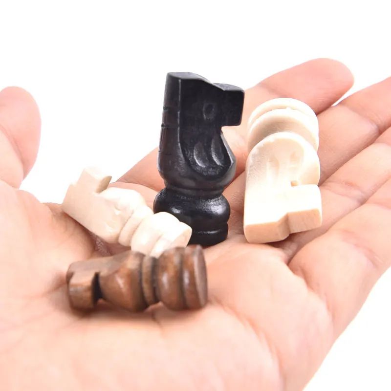 Classic Staunton Wooden Chess Pieces Set 32pcs Tournament Chessmen Replacement Set 3