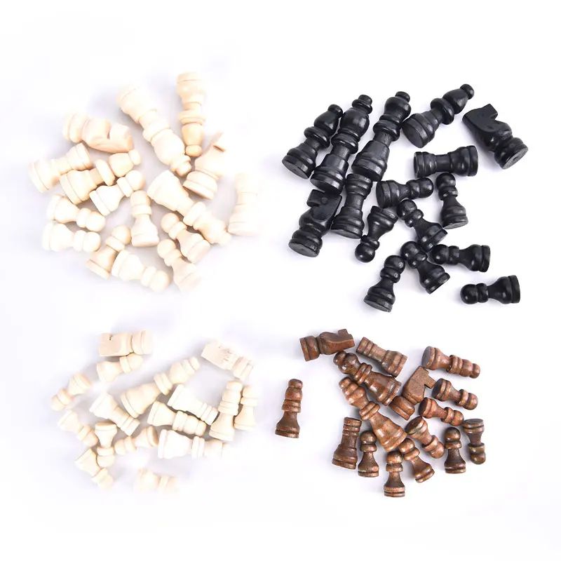 Classic Staunton Wooden Chess Pieces Set 32pcs Tournament Chessmen Replacement Set 5