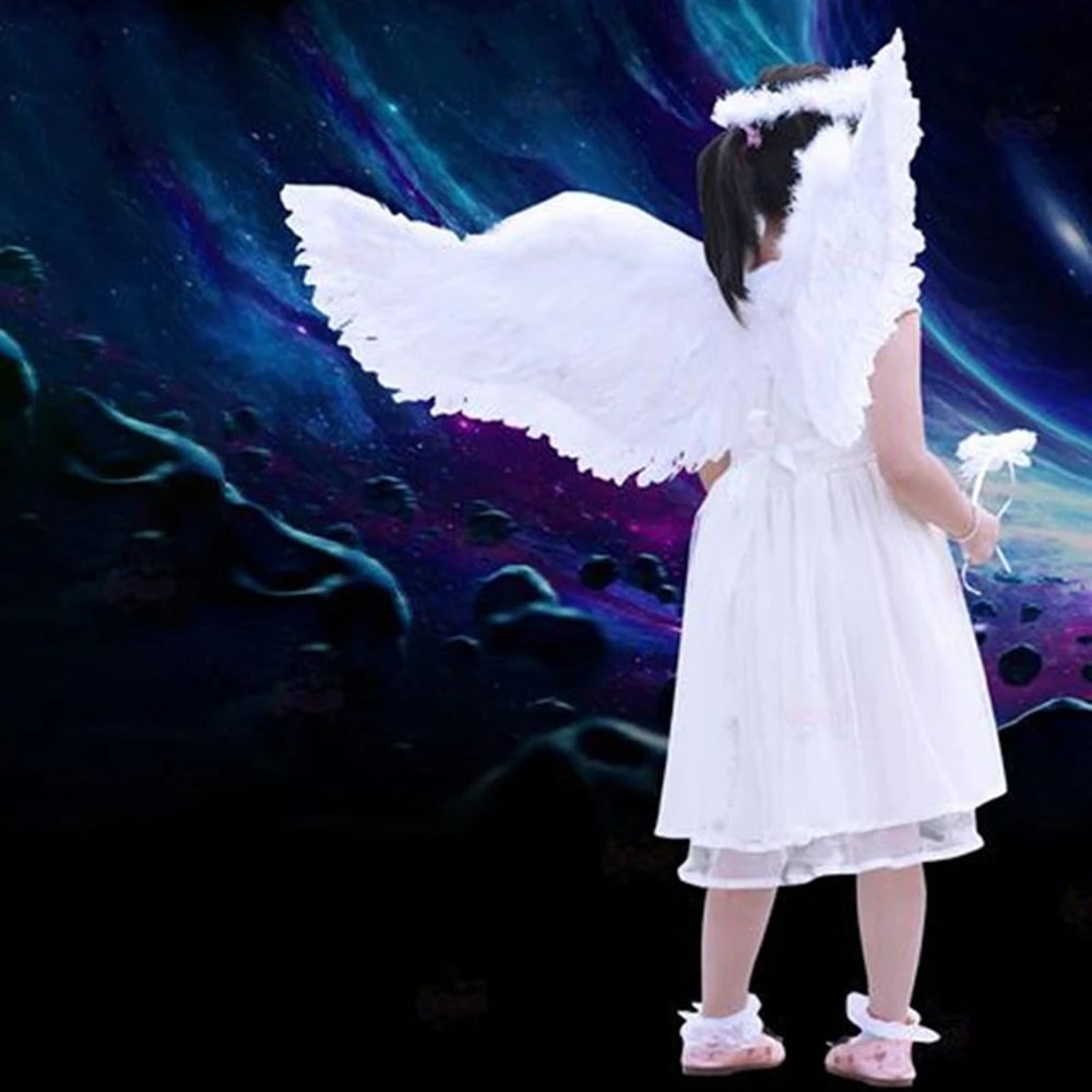 Angel Wings Costume Set With Feather Angel Wings Halo Headband Star Wand For Kids And Adults 3