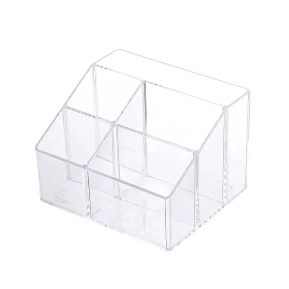 Clear Acrylic Desk Organizer Box With Divided Compartments LargeCapacity Desktop Storage 4