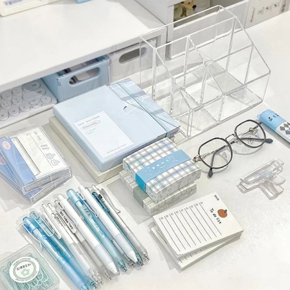 Clear Acrylic Desk Organizer Box With Divided Compartments LargeCapacity Desktop Storage 5