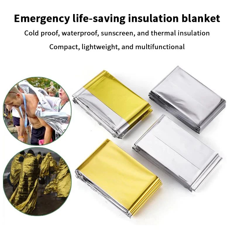 Waterproof Mylar Thermal Emergency Blanket For Survival Warmth Outdoor Safety 1