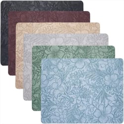 floral faux leather placemats set - waterproof, wipeable non-slip table mats for everyday dining
