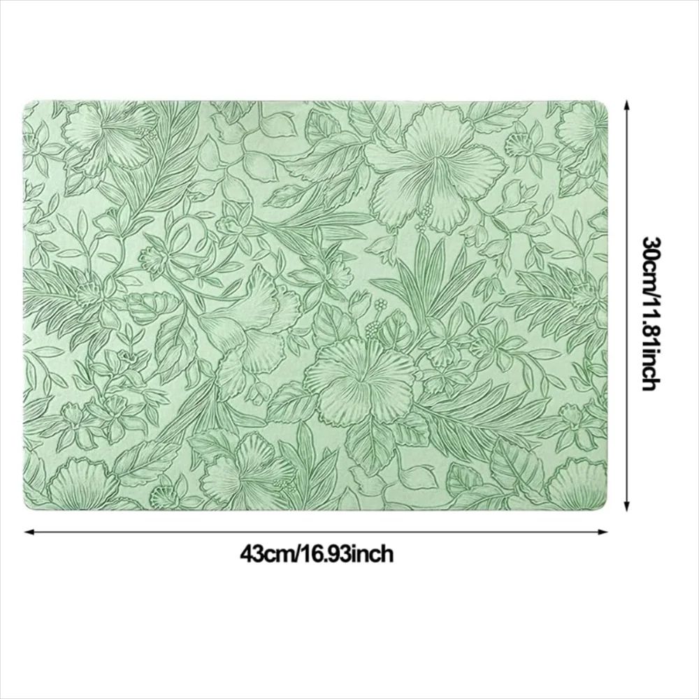 Floral Faux Leather Placemats Set Waterproof Wipeable NonSlip Table Mats For Everyday Dining 1