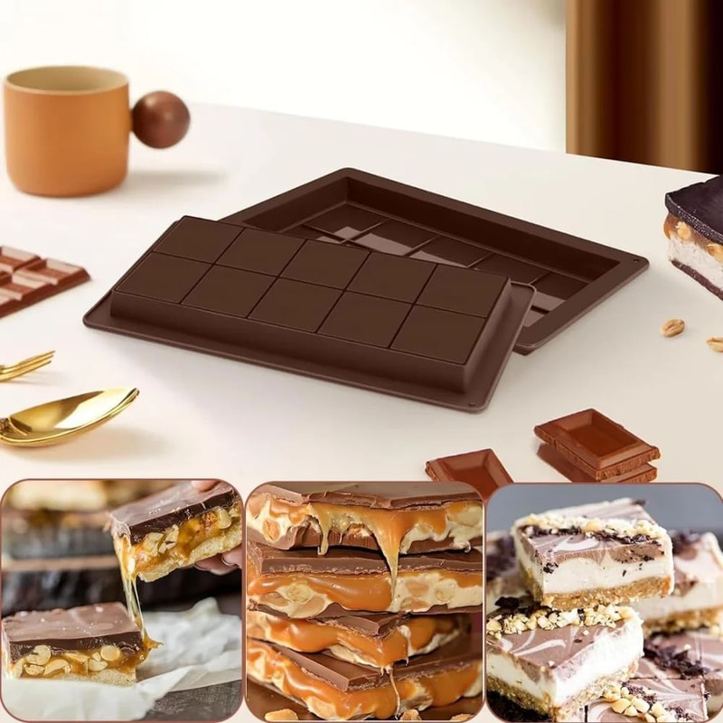 NonStick Silicone Chocolate Mold Tray Reusable Chocolate Bar Candy Mold For DIY Treats 4