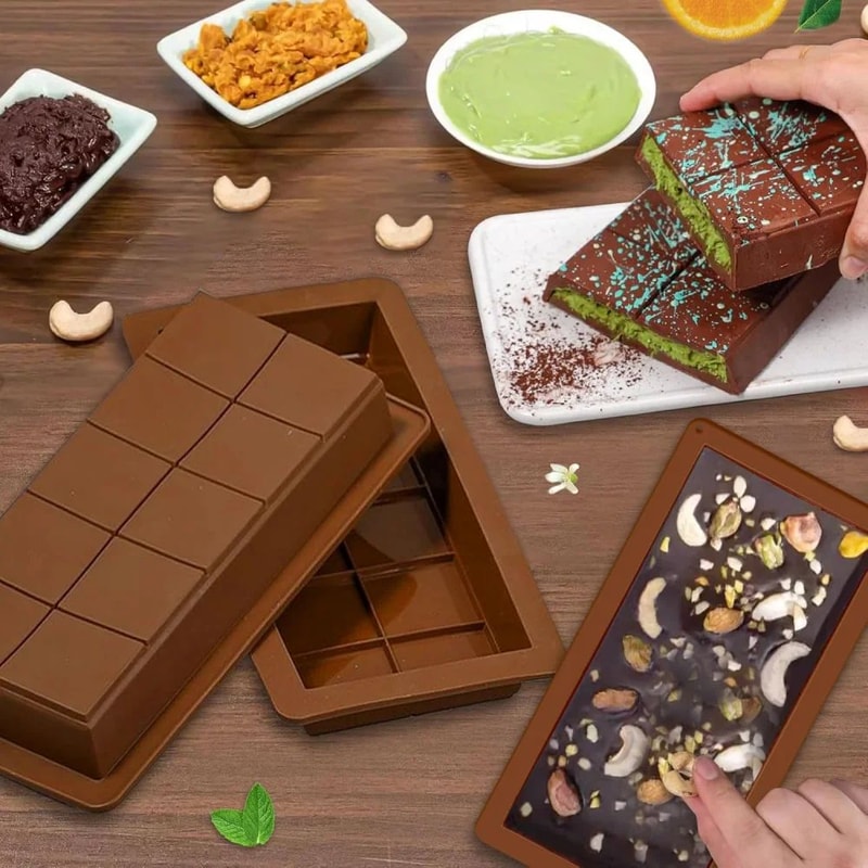 NonStick Silicone Chocolate Mold Tray Reusable Chocolate Bar Candy Mold For DIY Treats 5