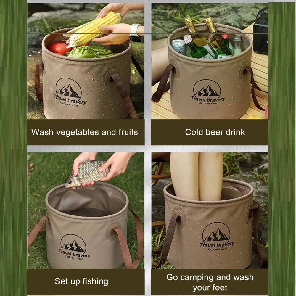 Collapsible 10L20L Camping Bucket Portable Travel Bucket For Fishing Washing Outdoor Storage 5