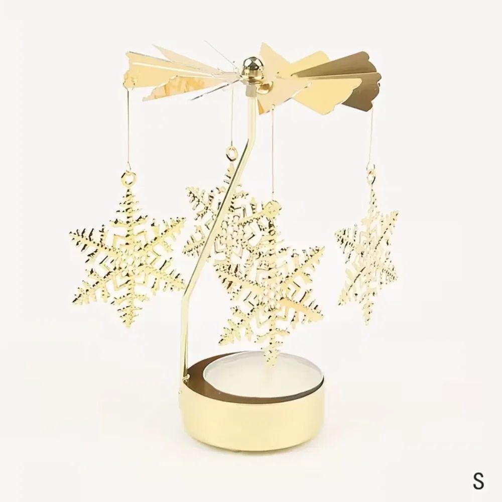Rotating Christmas Tea Light Candle Holder Gold Metal Candle Carousel Centerpiece 10