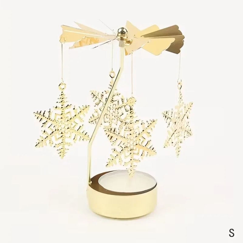 Rotating Christmas Tea Light Candle Holder Gold Metal Candle Carousel Centerpiece 10