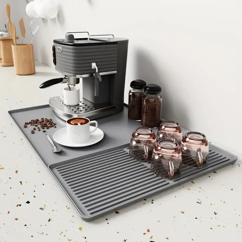 BarShield Silicone Coffee Mat With Raised Edges Espresso Machine Mat Countertop Protector For Cof 6