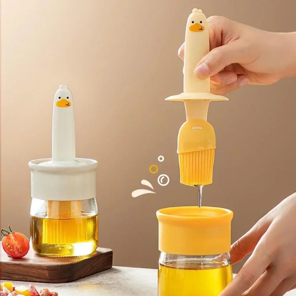 Glass Oil Dispenser With Silicone Basting Brush2in1 LeakResistant Oil Dispenser With Brush For Cook 2