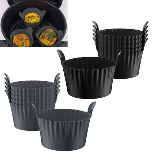 Reusable Silicone Baking Cups with Handles – Nonstick Muffin & Cupcake Liners for Oven, Air Fryer & Meal Prep