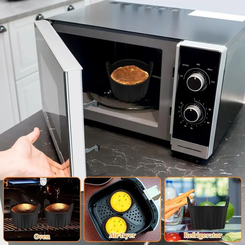 Reusable Silicone Baking Cups With Handles Nonstick Muffin Cupcake Liners For Oven Air Fryer Mea 3