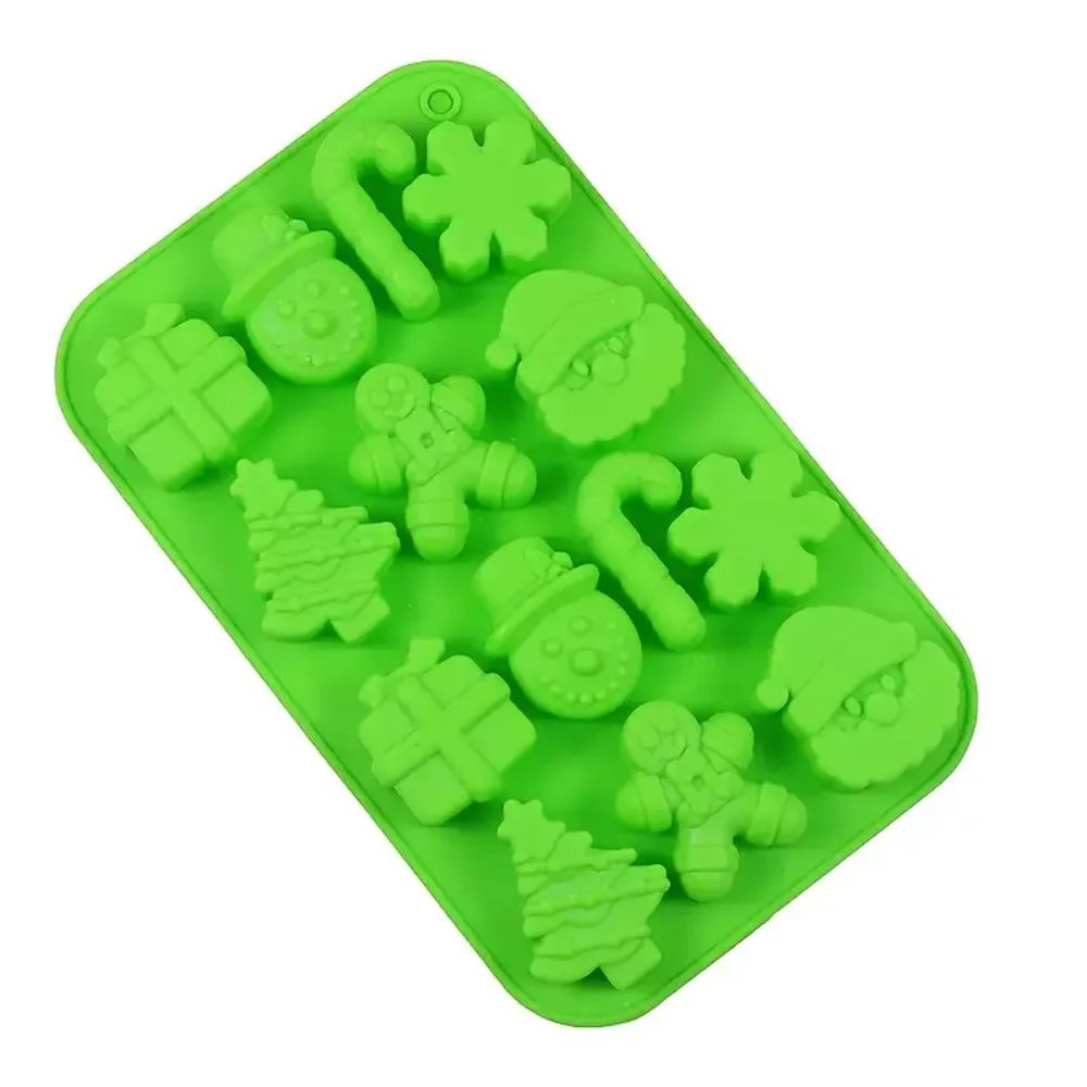 Christmas Silicone Chocolate Mold Set 3D Christmas Candy Mold For Snowflakes Candy Canes Snowmen 7