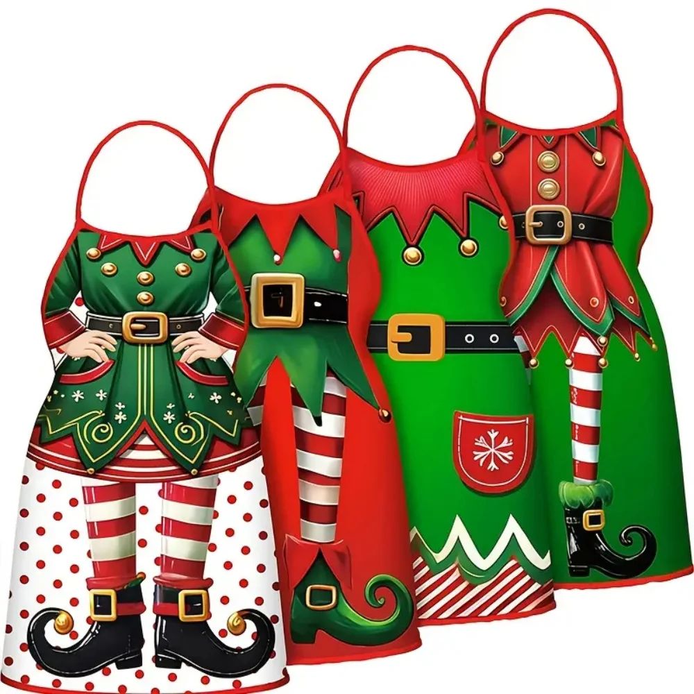 Santa Claus Waterproof Kitchen Apron Funny Christmas Apron For Cooking Baking BBQ 7