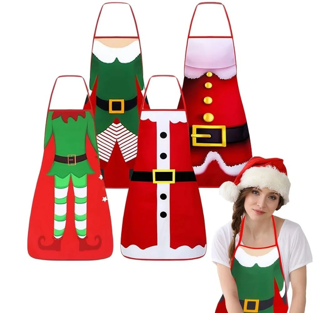 Santa Claus Waterproof Kitchen Apron Funny Christmas Apron For Cooking Baking BBQ 6
