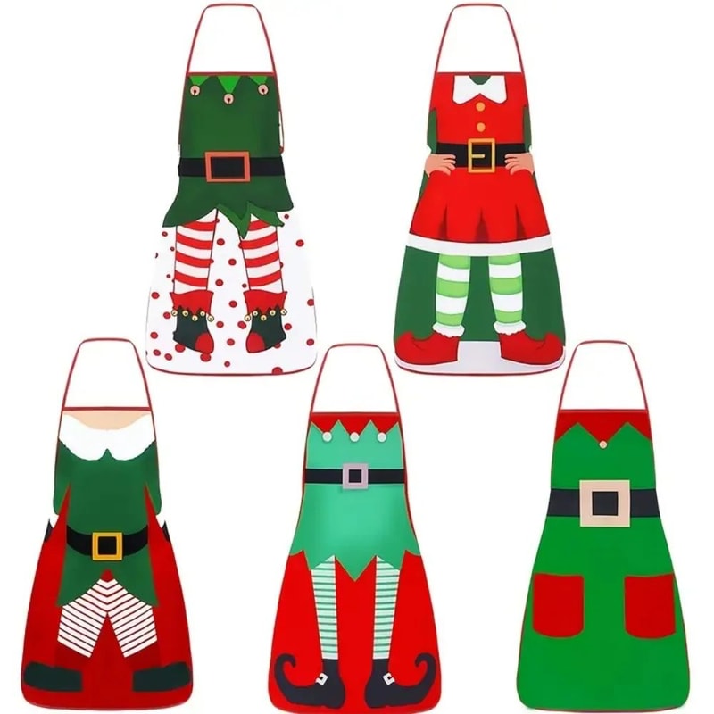 Santa Claus Waterproof Kitchen Apron Funny Christmas Apron For Cooking Baking BBQ 8