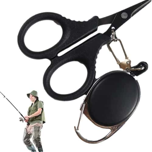 Stainless Steel Braided Line Scissors with Retractable Lanyard – Fast, Clean Fishing Line Cutter for Tackle Boxes