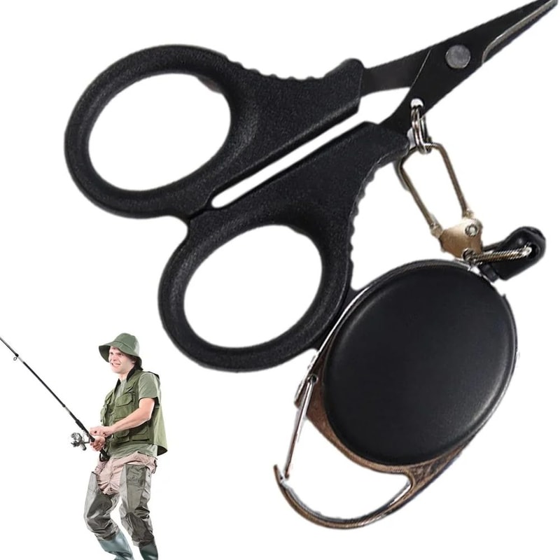 Stainless Steel Braided Line Scissors With Retractable Lanyard Fast Clean Fishing Line Cutter For 0