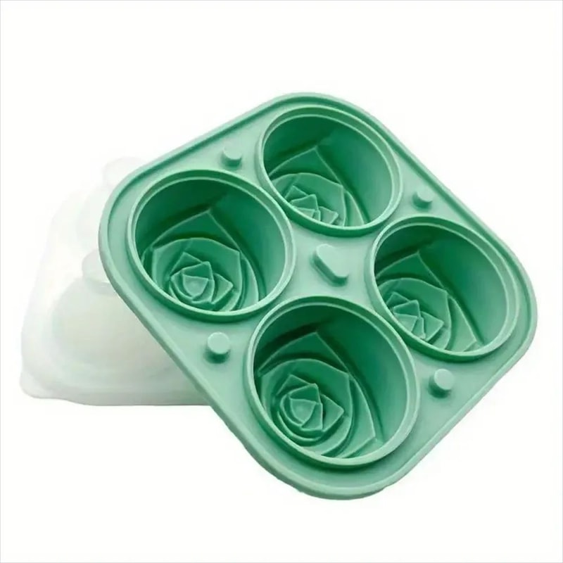3D Rose Ice Cube Tray 4Cavity Silicone Ice Mold For Flower Shaped Ice Cubes Cocktails Whiskey 7