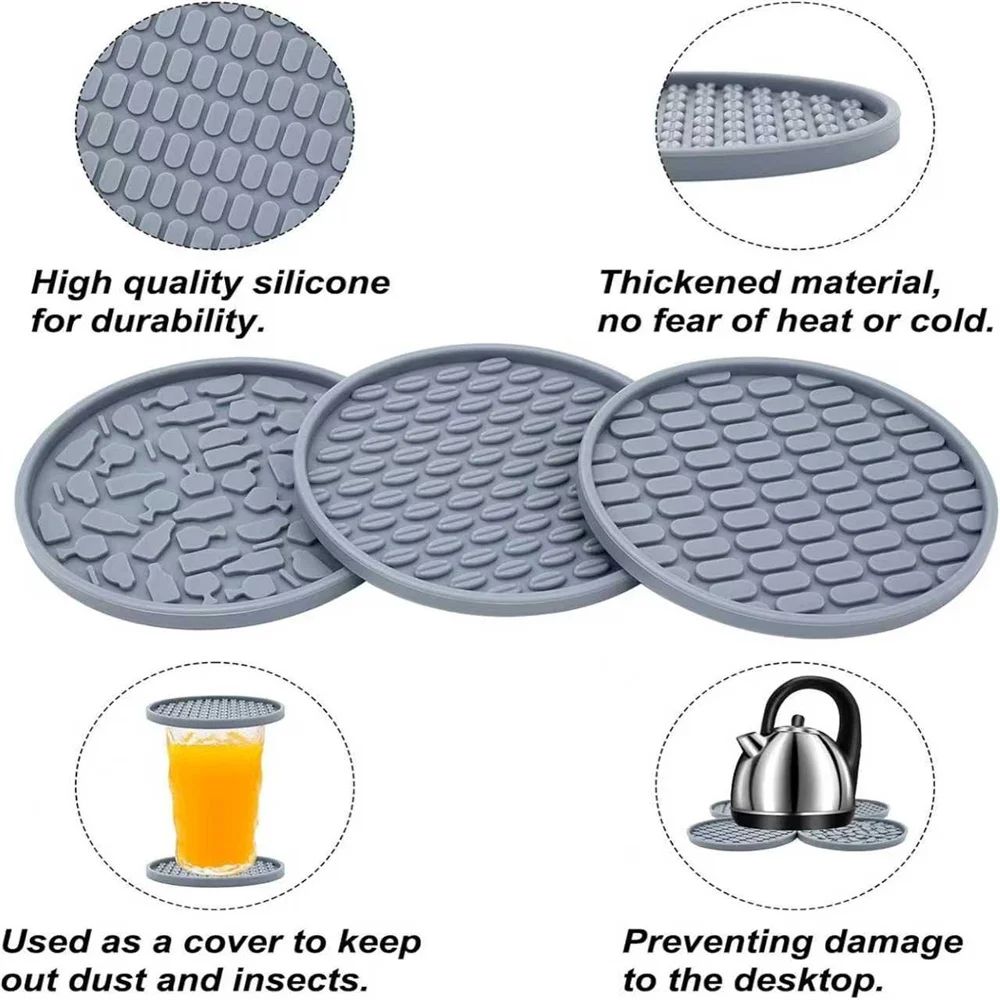 Silicone Coasters With Holder Set Of 6 Thick NonSlip Drink Coasters For Hot Cold Drinks 3