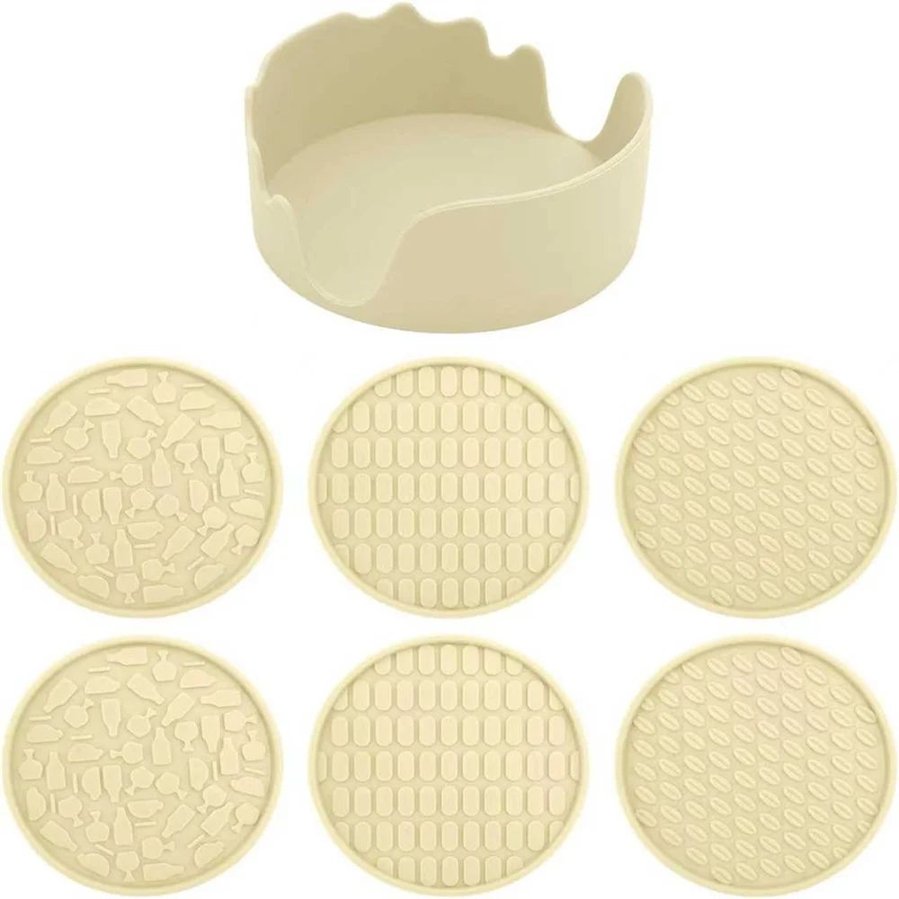 Silicone Coasters With Holder Set Of 6 Thick NonSlip Drink Coasters For Hot Cold Drinks 8