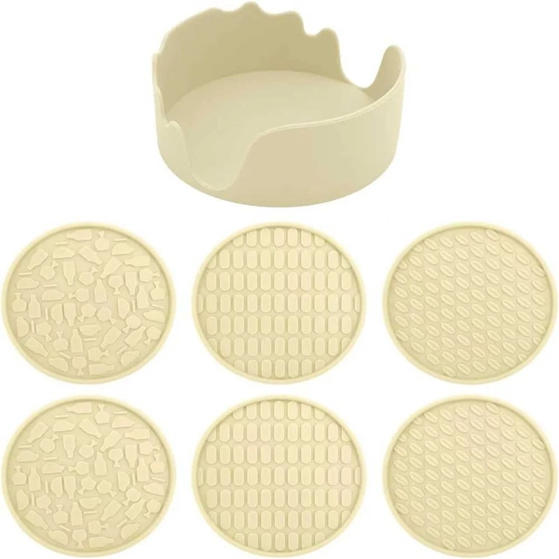 Silicone Coasters With Holder Set Of 6 Thick NonSlip Drink Coasters For Hot Cold Drinks 8