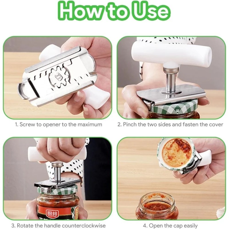 Stainless Steel Adjustable Jar Opener Bottle Cap Opener LaborSaving Lid Grip Tool For Easy TwistOf 5