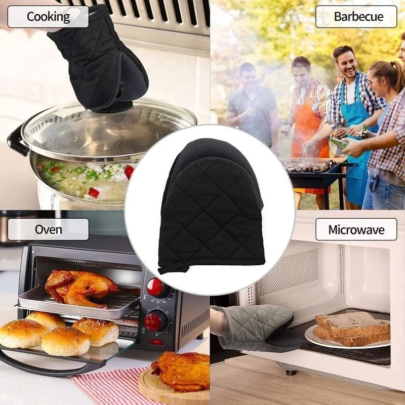 500F Heat Resistant Oven Mitts With NonSlip Grip Safe Grilling Mitts For Baking BBQ Cooking 5