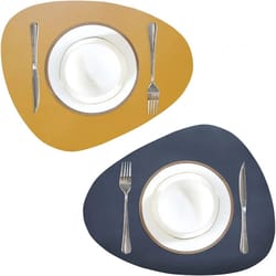 waterproof faux leather placemats set - wipeable, heat resistant, non-slip table mats