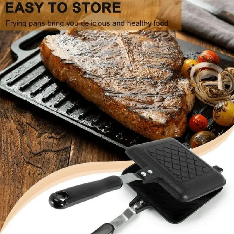 Stovetop Sandwich Maker Aluminum Flip Panini Press Pan With NonStick Plates For Crispy Toasts Gril 4