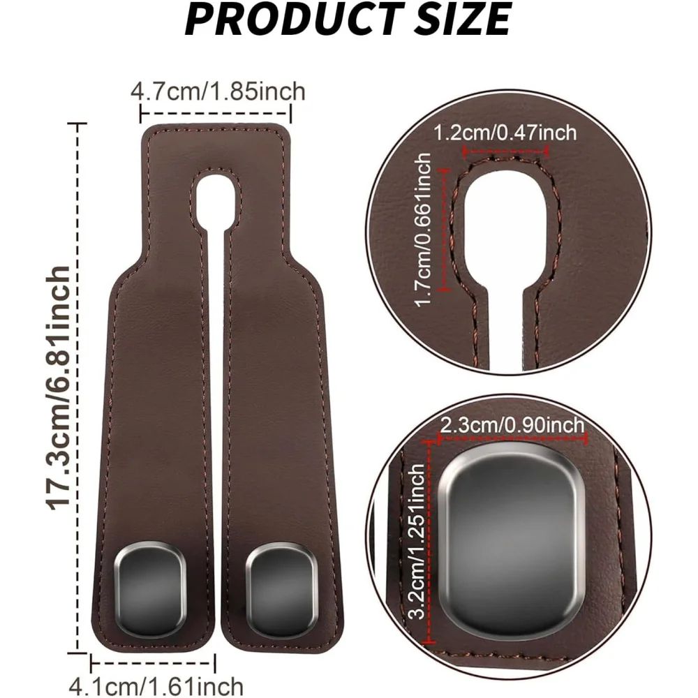 Premium Leather Car Headrest Hook Organizer SpaceSaving Purse Grocery Bag Hanger 1